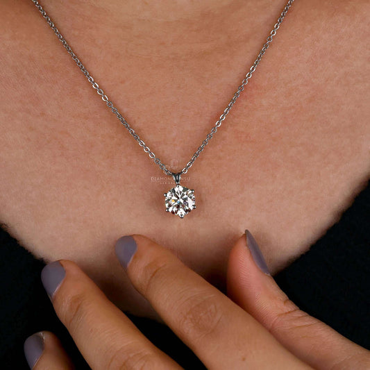 Round Lab Grown Diamond Solitaire Pendant