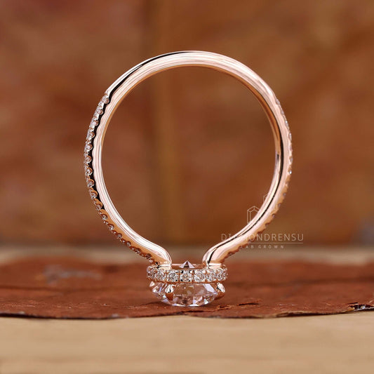 Hidden Halo Engagement Ring with Round Cut Diamond