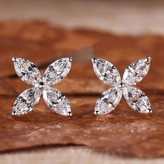 Lab Grown Diamond Earrings, Marquise Cut Diamond Earrings for Women