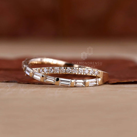 Baguette and Round Cut Lab Grown Diamond Infinity Style Wedding Band