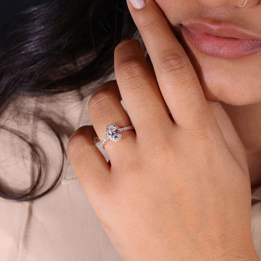 Oval Lab Created Diamond Engagement Ring for Women