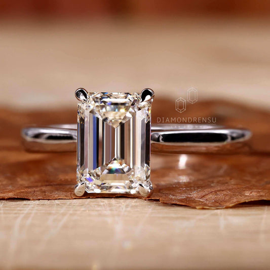 2 Carat Solitaire Emerald Cut Diamond Ring for Women