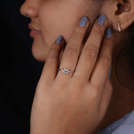 Heart Shaped Diamond Engagement Ring, Lab Grown Diamond Ring