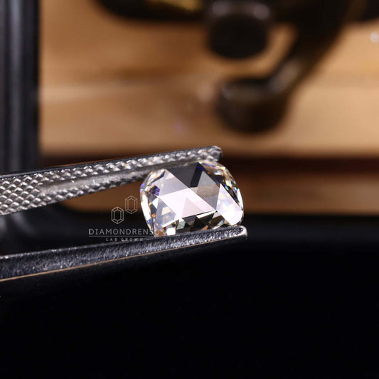 Cushion Rose Cut Lab Grown Diamond, Antique Flat Cut Diamond