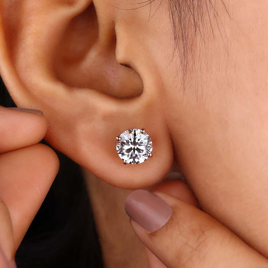 Round Lab Grown Diamond Stud Earrings for Women