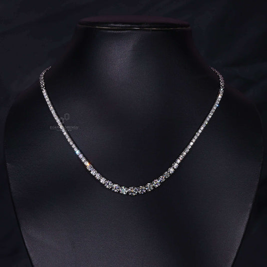 Round Diamond Necklace, Lab Grown Diamond Tennis Necklace