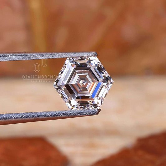 Hexagon Step Cut Lab Grown Diamond with IGI Certificate