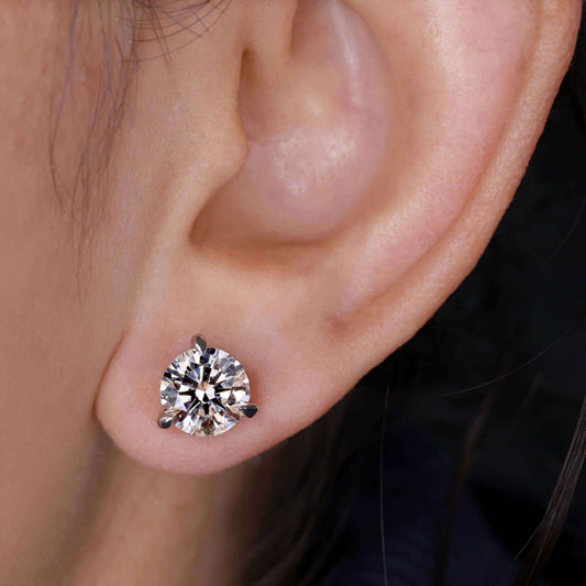 Round Diamond Earrings, Lab Grown Diamond Earrings for Women