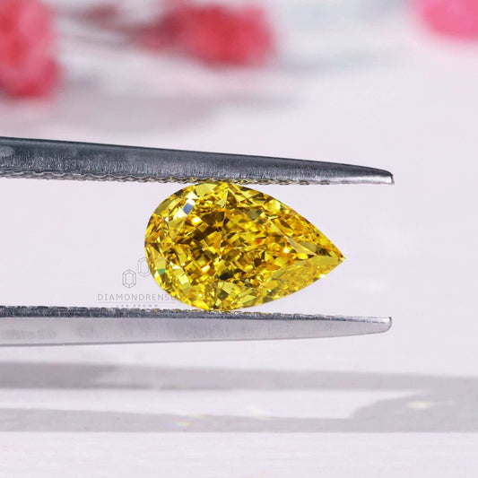 1.12 CT Pear Cut Yellow Lab Grown Diamond