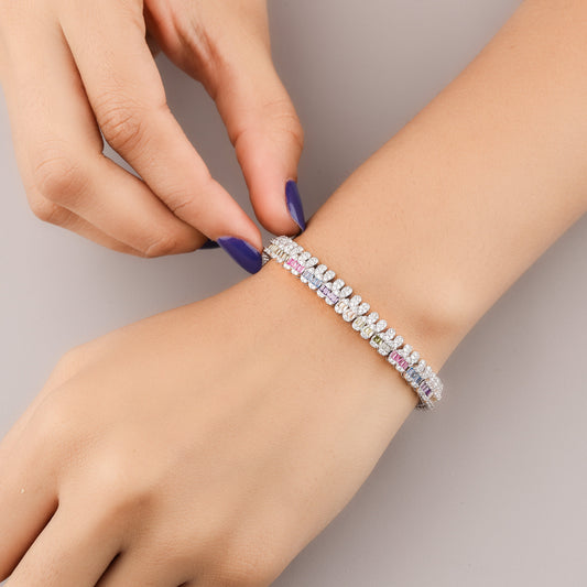 Luxury rainbow sapphire pearl bracelet by Ivevar