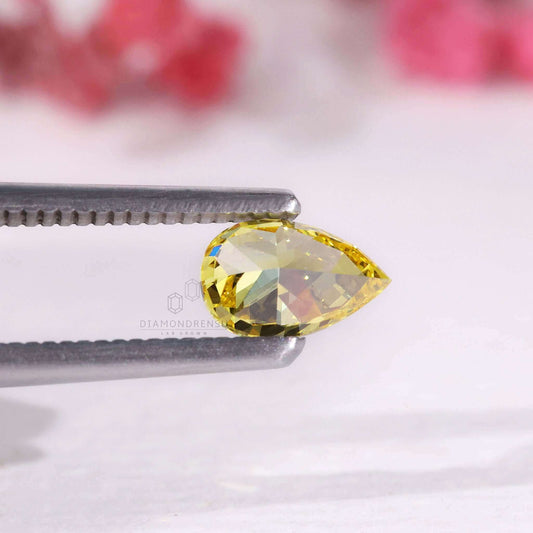 Yellow Pear Shaped Lab Created Diamond for Custom Jewelry