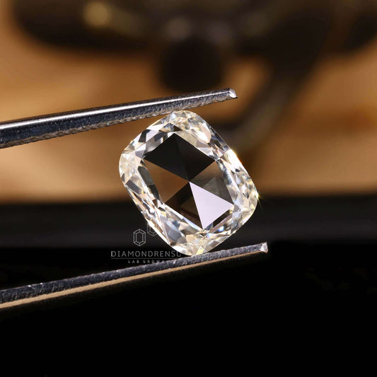 Cushion Rose Cut Lab Grown Diamond for Vintage Style Engagement Ring