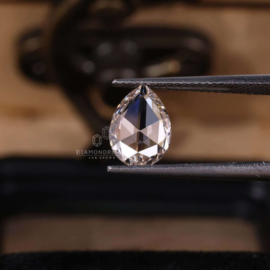 Pear Rose Cut Lab Grown Diamond for Custom Engagement Ring