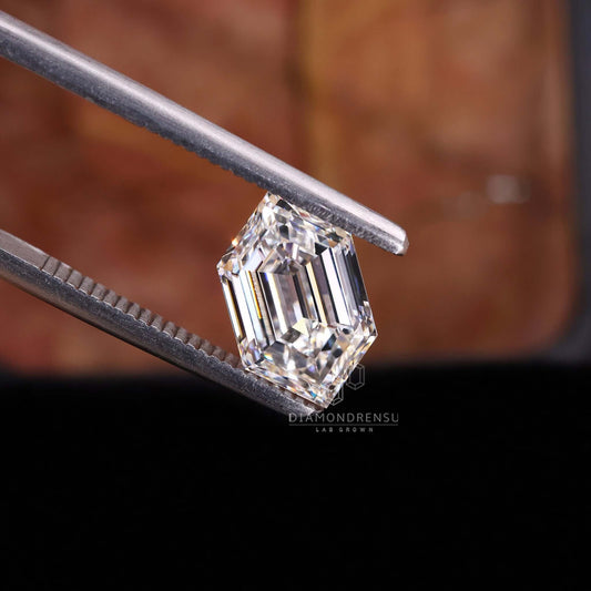 2 CT Hexagon Step Cut Lab Grown Diamond for Custom Engagement Ring