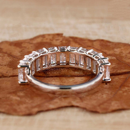 Emerald Cut Diamond Wedding Band, Lab Grown Diamond Matching Band