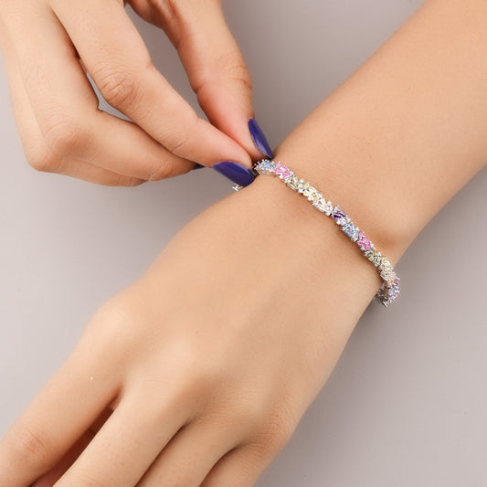 Luxury rainbow sapphire tennis bracelet by Ivevar