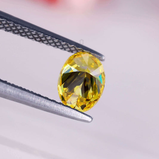 Oval Shape Yellow Diamond, IGI Certified 0.81 CT Lab Grown Diamond