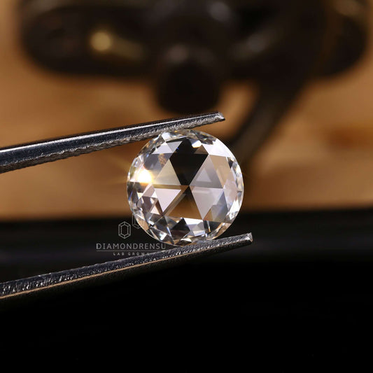 Round Rose Cut Lab Created Diamond for Custom Engagement Ring