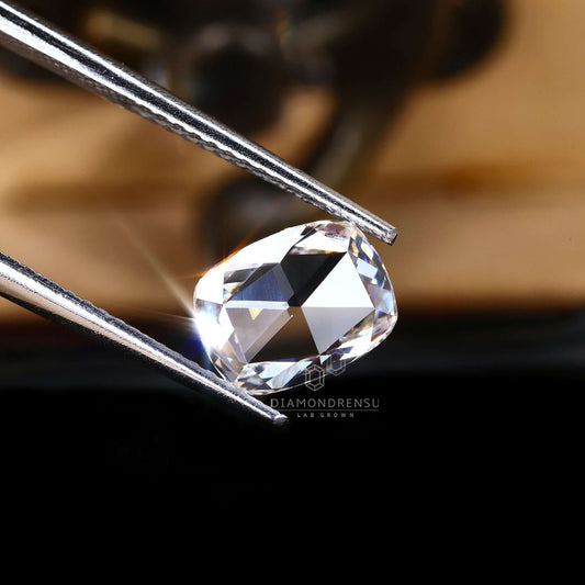 Elongated Cushion Cut Rose Cut Lab Created Diamond For Engagement Ring