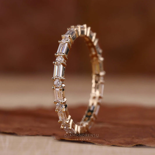 Baguette and Round Cut Lab Grown Diamond Eternity Wedding Band