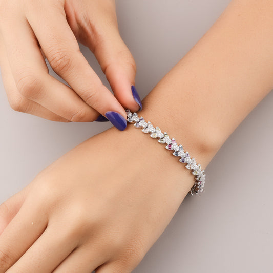 Rainbow sapphire luxury diamond accent bracelet by Ivevar