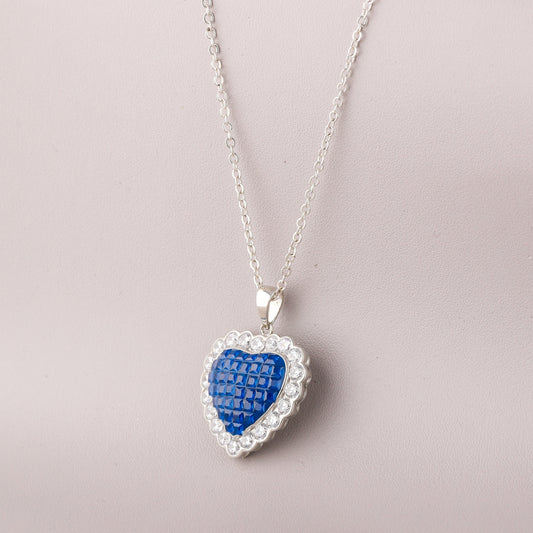 Blue sapphire heart pendant necklace With Earrings Set 14K gold | Natural blue sapphire heart pendant necklace gold.#Ivevar