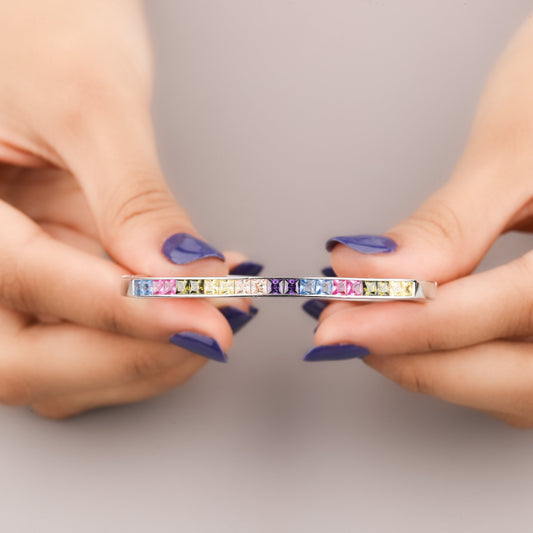 Luxury rainbow sapphire silver bracelet by Ivevar