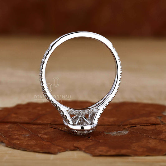 Oval Cut Lab Grown Diamond Halo Engagement Ring