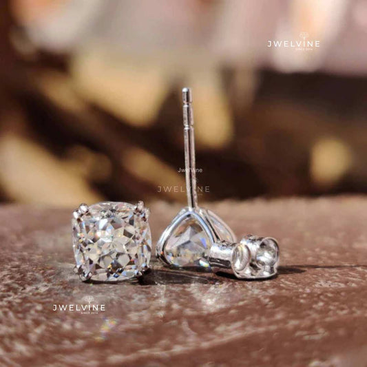 2.46 TCW Cushion Cut Claw Prongs Stud Earrings, Wedding Earrings