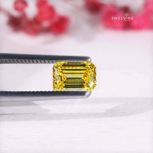 1.11 CT Emerald Cut Lab Grown Diamond, Yellow Color Loose Lab Created Diamond