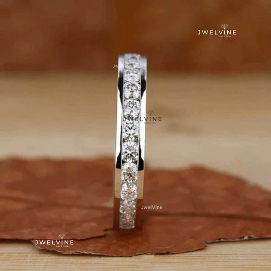 Channel Set Round Cut Lab Grown Diamond Eternity Wedding Band