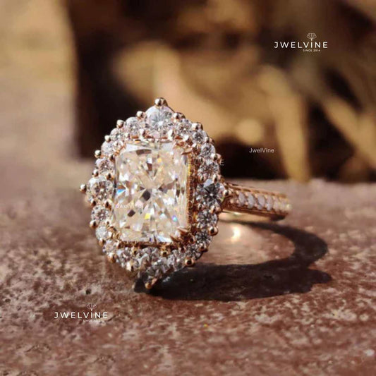 2.87 TCW Radiant Moissanite Antique Vintage Style Engagement Ring