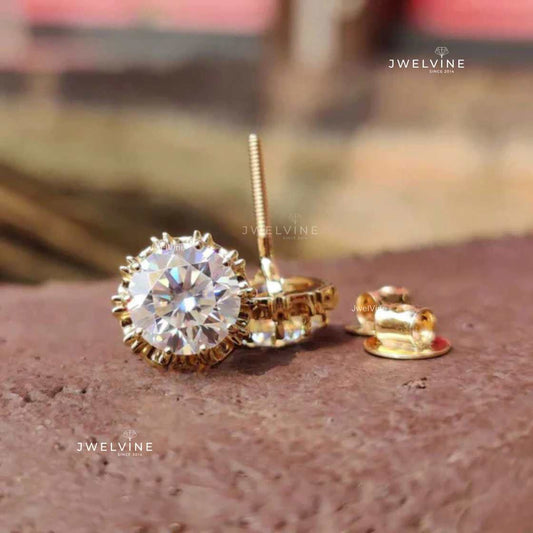 3.03 TCW Round Brilliant Cut Claw Prong Moissanite Stud Earrings