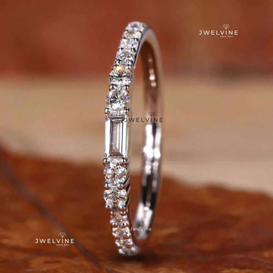 Baguette and Round Cut EF/VS Lab Grown Diamond Wedding Band