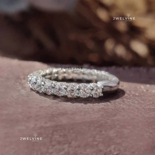 Hidden Trellis Pave Set 1.90 TW Round Cut Moissanite 3/4th Eternity Wedding Band