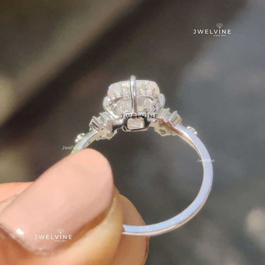 Cushion Cut Unique Muse Style Moissanite Engagement Ring