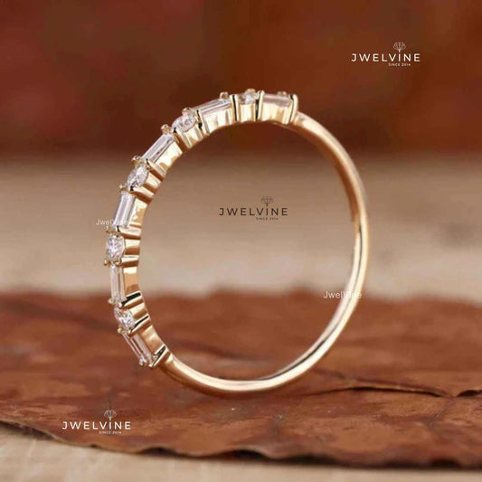 Baguette and Round Lab Grown Diamond Alternating Eternity Wedding Band