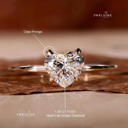 Heart Shaped Lab Grown Diamond, Hidden Halo Ring