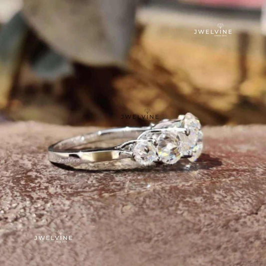 Five Stone Engagement Ring, 4.91 TW Jubilee Cut Moissanite Ring