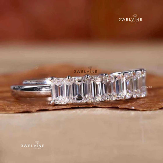 Emerald Cut Diamond Wedding Band, Lab Grown Diamond Band