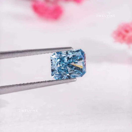 2.02 CT Radiant Cut Fancy Blue Lab Created Diamond for Engagement Ring