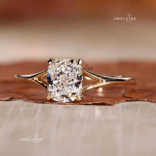 Elongated Cushion Cut Lab Grown Diamond Solitaire Engagement Ring