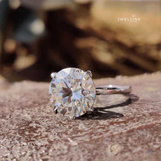 Beautiful 4.73 TCW Round Cut Hidden Halo Moissanite Engagement Ring