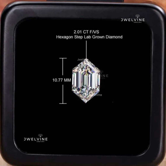 2 CT Hexagon Step Cut Lab Grown Diamond for Custom Engagement Ring