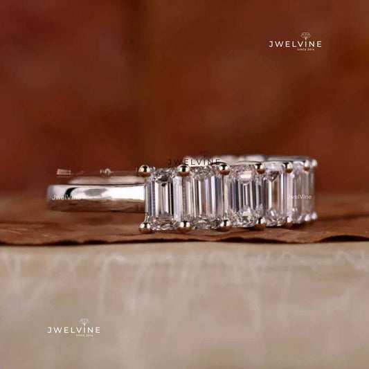 Emerald Cut Diamond Wedding Band, Lab Grown Diamond Matching Band