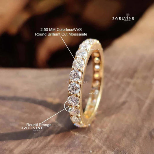 1.43 TCW Round Brilliant Cut Moissanite Eternity Wedding Band