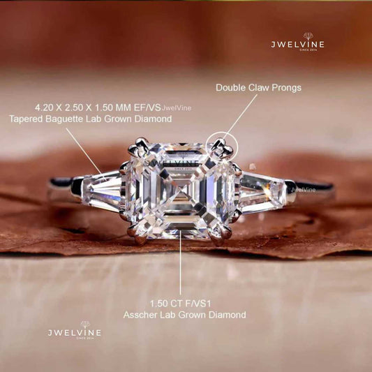 IGI Certified Asscher Cut Lab Grown Diamond Engagement Ring for Her