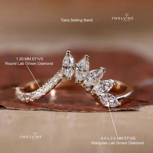 Gold Tiara Wedding Band for Women - Timeless Beauty