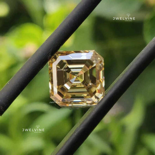 1.84 CT Asscher Step Cut Champagne VVS Loose Moissanite for Engagement Ring