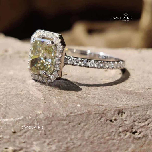 3.32 TCW Radiant Cut Amazing Halo Pave Moissanite Engagement Ring